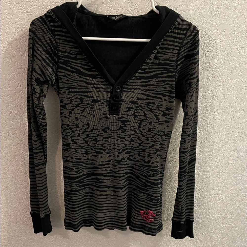 Fox Black and Gray Patterned Hoodie